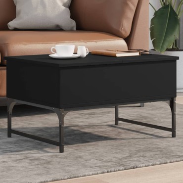 vidaXL Τραπεζάκι Σαλονιού Μαύρο 70x50x40cm Επεξ. Ξύλο/Μέταλλο 1 τεμ.