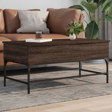 vidaXL Τραπεζάκι Σαλονιού Καφέ Δρυς 100x50x45cm Επ. Ξύλο/Μέταλλο 1 τεμ.