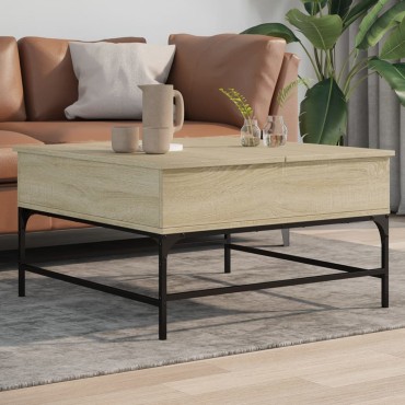 vidaXL Τραπεζάκι Σαλονιού Sonoma Δρυς 80x80x45cm Επεξ. Ξύλο + Μέταλλο 1 τεμ.