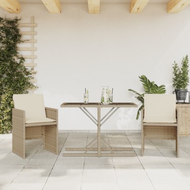 vidaXL Σετ Επίπλων Bistro 3 τεμ. Μπεζ Συνθετικό Ρατάν με Μαξιλάρια 45,5x38cm