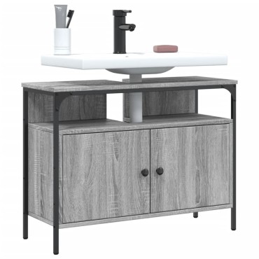 vidaXL Ντουλάπι Νιπτήρα Μπάνιου Γκρι Sonoma 80x30x60cm Επεξ. Ξύλο 1 τεμ.