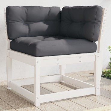 vidaXL Καναπές Κήπου Γων. Λευκός 73x73x78cm Μασίφ Πεύκο Μαξιλάρια