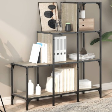 vidaXL Βιβλιοθήκη Sonoma Δρυς 92x30x102cm Επεξεργ. Ξύλο & Μέταλλο 1 τεμ.