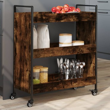 vidaXL Τρόλεϊ Κουζίνας Καπνιστή Δρυς 70x30x82cm Επεξεργασμένο Ξύλο 1 τεμ.