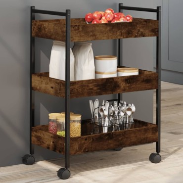 vidaXL Τρόλεϊ Κουζίνας Καπνιστή Δρυς 50x30x70cm Επεξεργασμένο Ξύλο 1 τεμ.