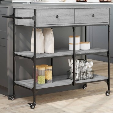 vidaXL Τρόλεϊ Κουζίνας Sonoma Γκρι 105x42x95cm Επεξεργασμένο Ξύλο 1 τεμ.