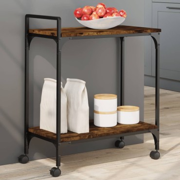 vidaXL Τρόλεϊ Κουζίνας Καπνιστή Δρυς 60,5x31x72,5cm Επεξεργασμένο Ξύλο 1 τεμ.