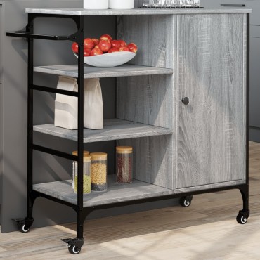 vidaXL Τρόλεϊ Κουζίνας Sonoma Γκρι 87,5x38,5x84,5cm Επεξ. Ξύλο 1 τεμ.