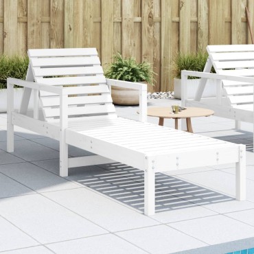 vidaXL Ξαπλώστρα Λευκή 199,5x62x55cm από Μασίφ Ξύλο Πεύκου 1 τεμ.