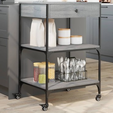 vidaXL Τρόλεϊ Κουζίνας Sonoma Γκρι 60x48x89,5cm Επεξεργασμένο Ξύλο 1 τεμ.