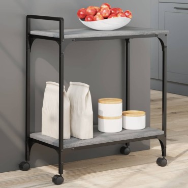 vidaXL Τρόλεϊ Κουζίνας Sonoma Γκρι 60,5x31x72,5cm Επεξεργασμένο Ξύλο 1 τεμ.