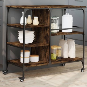 vidaXL Τρόλεϊ Κουζίνας Καπνιστή Δρυς 100x45x89,5cm Επεξεργασμένο Ξύλο 1 τεμ.