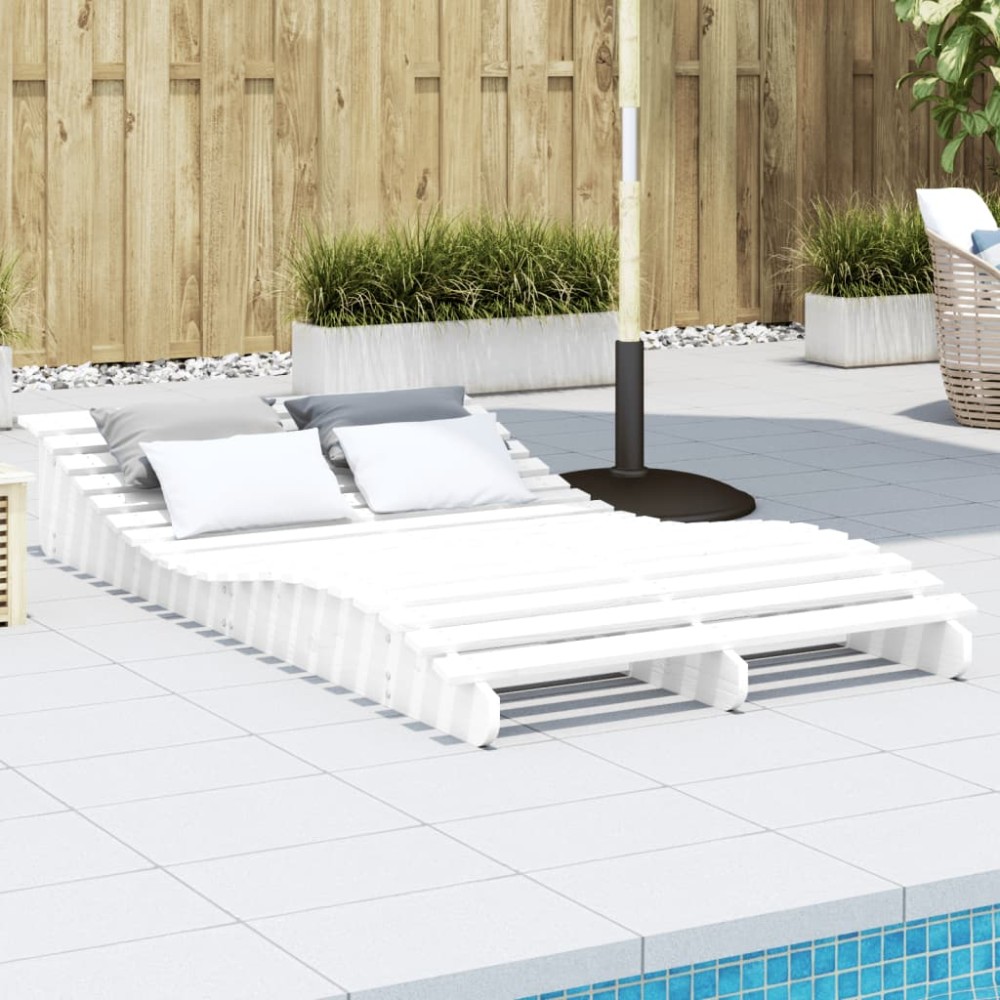 vidaXL Ξαπλώστρα Λευκό 205x110x31,5cm από Μασίφ Ξύλο Πεύκου 1 τεμ.