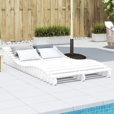 vidaXL Ξαπλώστρα Λευκό 205x110x31,5cm από Μασίφ Ξύλο Πεύκου 1 τεμ.