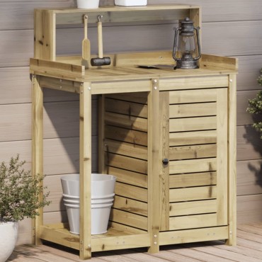 vidaXL Τραπέζι Κηπουρικής με Ράφια 82,5x50x109,5 εκ Εμποτ. Ξύλο Πεύκου