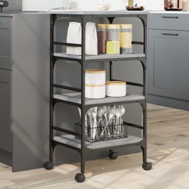 vidaXL Τρόλεϊ Κουζίνας Sonoma Γκρι 45x35x89,5cm Επεξεργασμένο Ξύλο 1 τεμ.