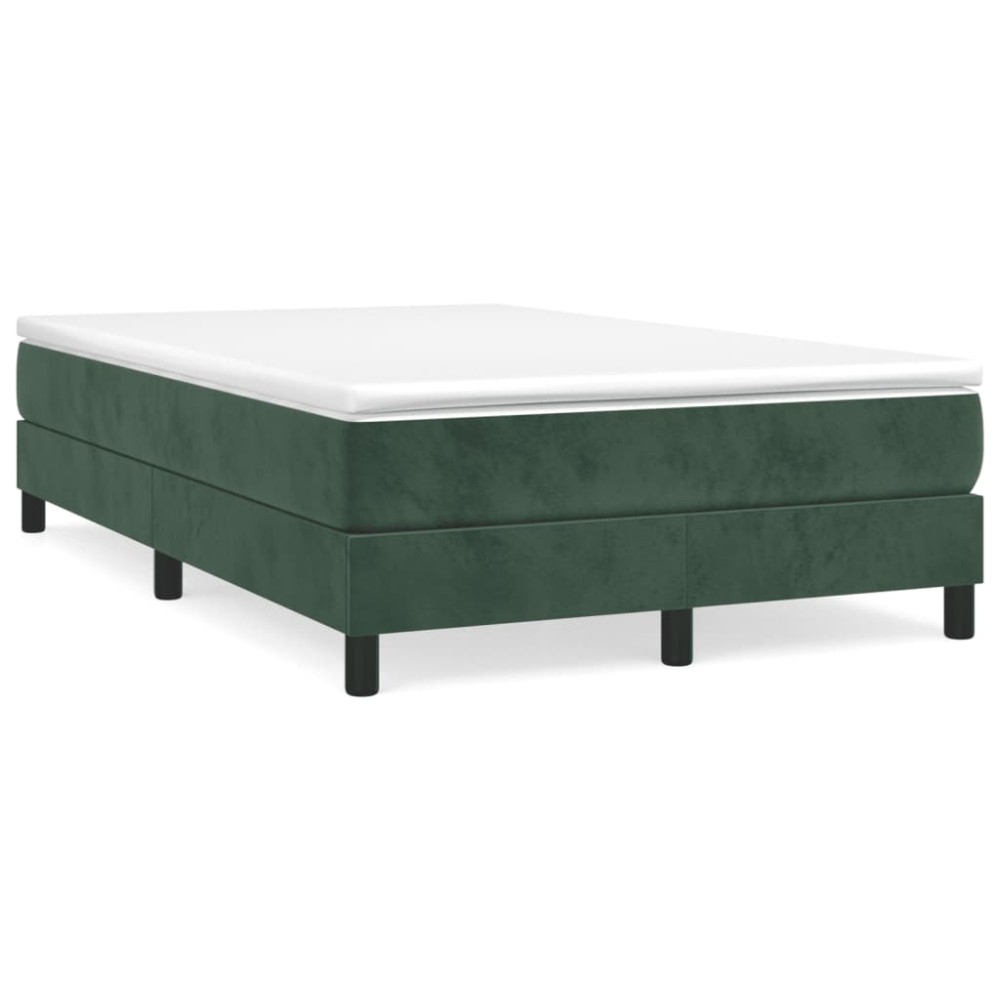 vidaXL Κρεβάτι Boxspring με Στρώμα Σκούρο Πράσινο 120x190εκ. Βελούδινο