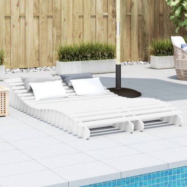 vidaXL Ξαπλώστρες 2 τεμ. Λευκές 205x60x31,5cm από Μασίφ Ξύλο Πεύκου