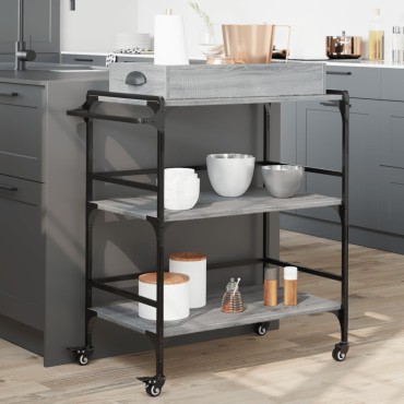vidaXL Τρόλεϊ Κουζίνας Sonoma Γκρι 81,5x41x92,5cm Επεξεργασμένο Ξύλο 1 τεμ.