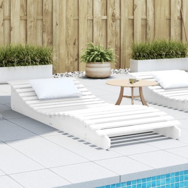 vidaXL Ξαπλώστρα Λευκό 205x80x31,5cm από Μασίφ Ξύλο Πεύκου 1 τεμ.