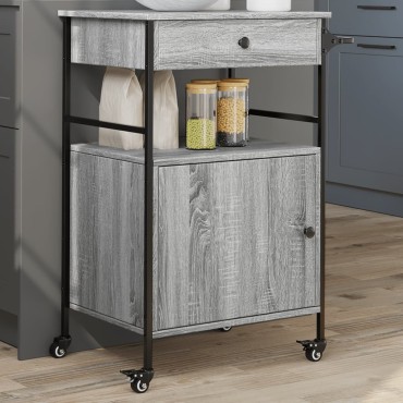 vidaXL Τρόλεϊ Κουζίνας Sonoma Γκρι 56x43x89,5cm Επεξεργασμένο Ξύλο 1 τεμ.