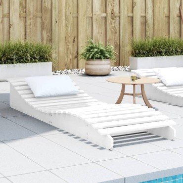 vidaXL Ξαπλώστρα Λευκό 205x60x31,5cm από Μασίφ Ξύλο Πεύκου 1 τεμ.