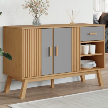 vidaXL Μπουφές OLDEN Γκρι & Καφέ 114x43x73,5cm από Μασίφ Ξύλο Πεύκου 1 τεμ.