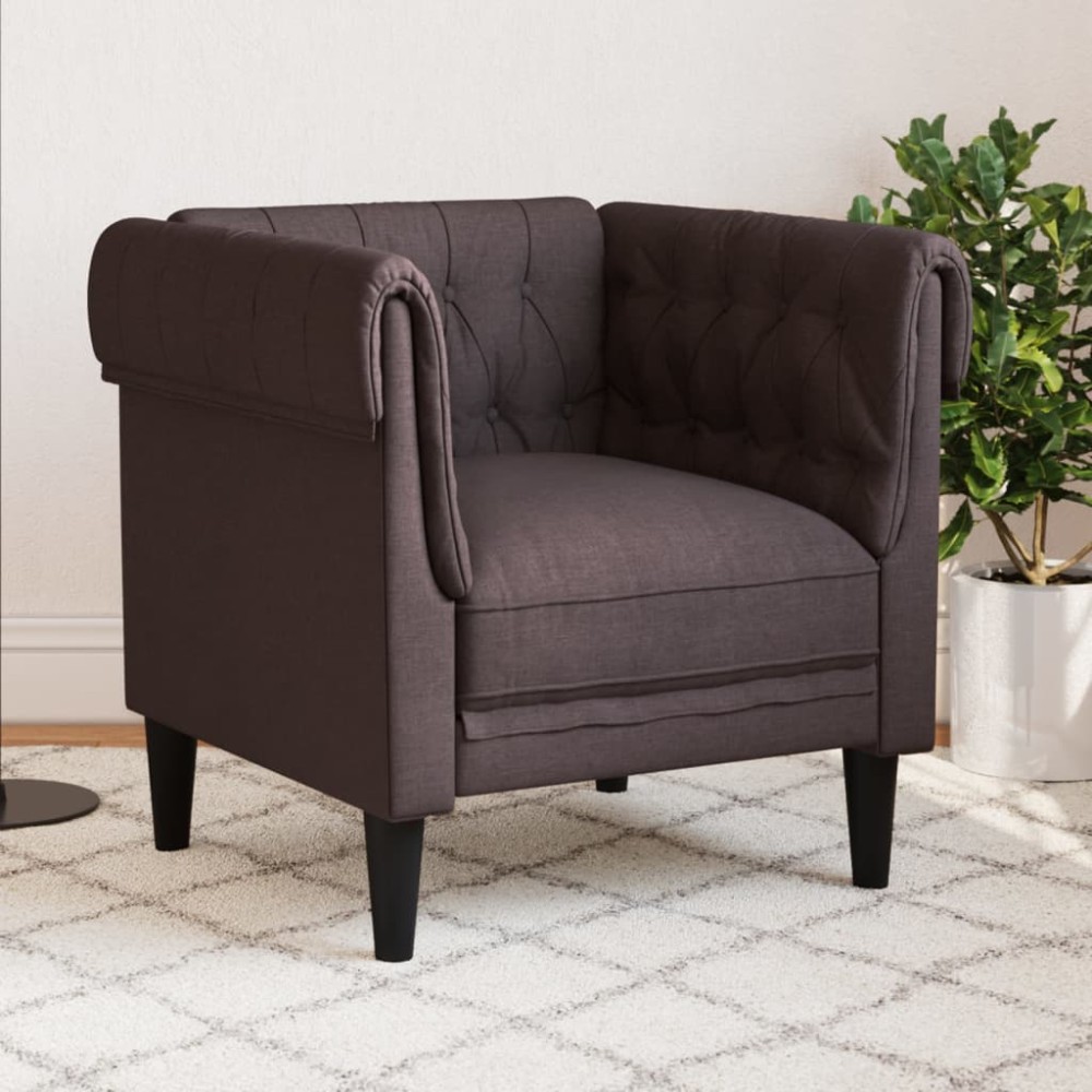 vidaXL Πολυθρόνα Chesterfield Σκούρο Καφέ Υφασμάτινη 78,5x74,5x74,5cm 1 τεμ. Γωνιακός
