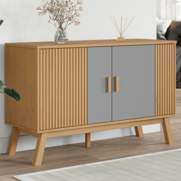 vidaXL Μπουφές OLDEN Γκρι & Καφέ 114x43x73,5cm από Μασίφ Ξύλο Πεύκου 1 τεμ.