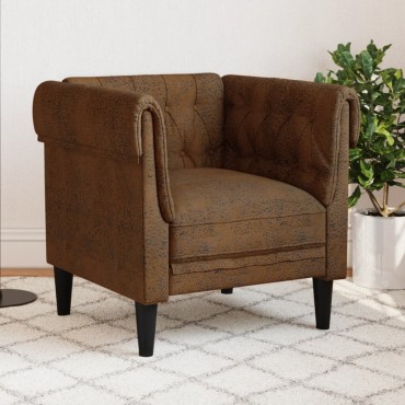 vidaXL Πολυθρόνα Chesterfield Καφέ Υφασμάτινη 78,5x74,5x74,5cm 1 τεμ. Γωνιακός