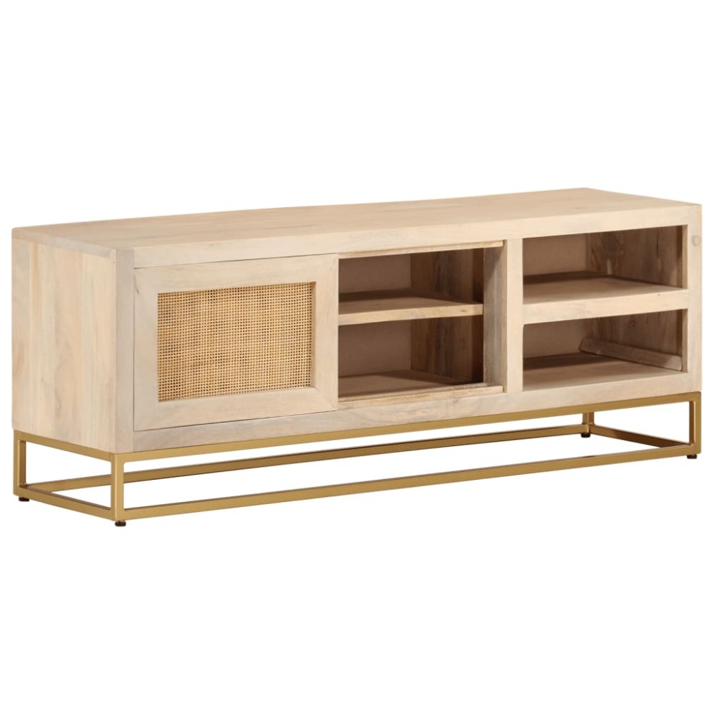 vidaXL Έπιπλο Τηλεόρασης 110x30x40cm Μασίφ Ξύλο Μάνγκο & Σίδηρος 1 τεμ.