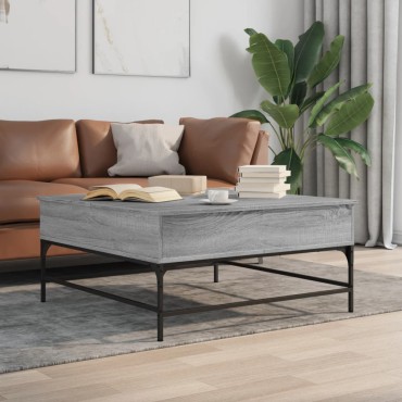 vidaXL Τραπεζάκι Σαλονιού Γκρι Sonoma 95x95x45cm Επεξ Ξύλο + Μέταλλο 1 τεμ.