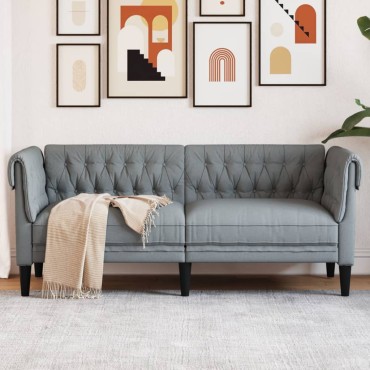 vidaXL Καναπές Διθέσιος Chesterfield Ανοιχτό Γκρι Υφασμάτινος 182,5x74,5x74,5cm 1 τεμ.