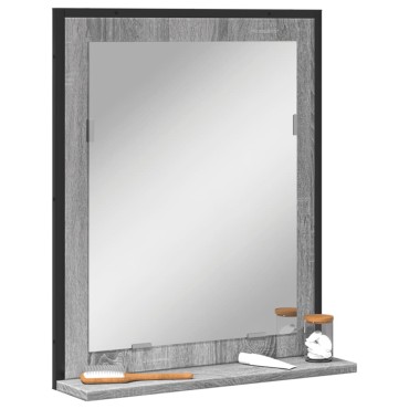 vidaXL Καθρέφτης Μπάνιου με Ράφι Γκρι Sonoma 50x12x60cm Επεξ. Ξύλο 1 τεμ.
