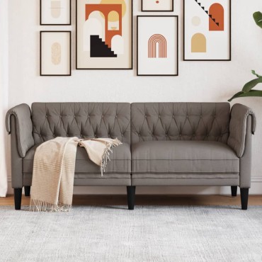 vidaXL Καναπές Διθέσιος Chesterfield Taupe Υφασμάτινος 182,5x74,5x74,5cm 1 τεμ.