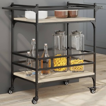vidaXL Τρόλεϊ Κουζίνας Sonoma Δρυς 82x40x78,5cm Επεξεργασμένο Ξύλο 1 τεμ.