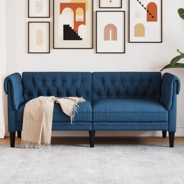 vidaXL Καναπές Διθέσιος Chesterfield Μπλε Υφασμάτινος 182,5x74,5x74,5cm 1 τεμ.