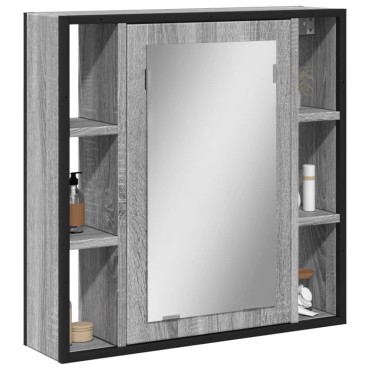 vidaXL Καθρέφτης Μπάνιου Ντουλάπι Γκρι Sonoma 60x16x60cm Επεξ. Ξύλο 1 τεμ.
