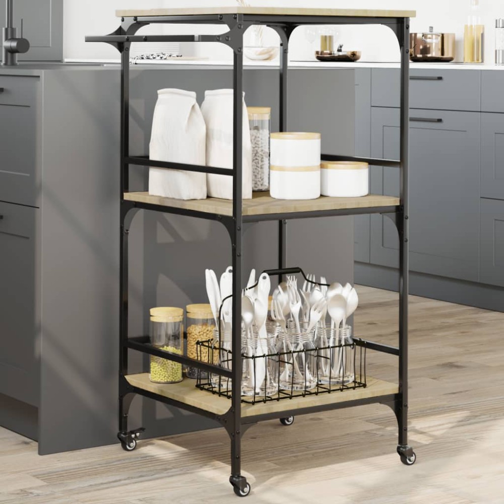 vidaXL Τρόλεϊ Κουζίνας Sonoma Δρυς 60,5x50x105cm Επεξεργασμένο Ξύλο 1 τεμ.