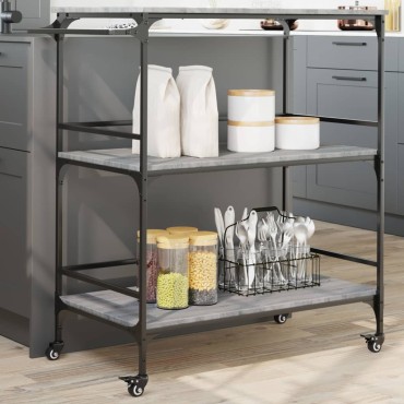 vidaXL Τρόλεϊ Κουζίνας Sonoma Γκρι 100,5x50x105cm Επεξεργασμένο Ξύλο 1 τεμ.