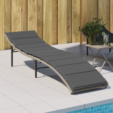 vidaXL Ξαπλώστρα Αν. Γκρι 55x199x50cm Συνθετικό Ρατάν με Μαξιλάρι 1 τεμ.