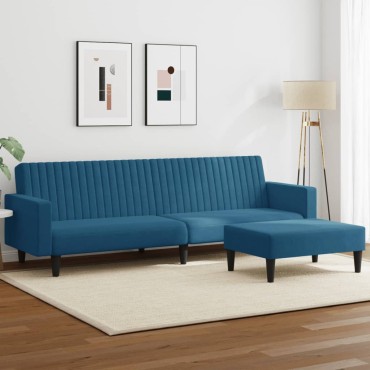 vidaXL Σετ Σαλονιού 2 τεμ. Μπλε από Βελούδο 220x84,5x69cm  Διθέσιος