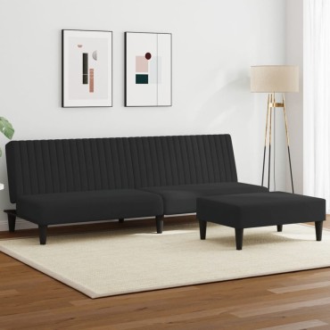 vidaXL Σετ Σαλονιού 2 τεμ. Μαύρο Βελούδινο 200x84,5x69cm  Διθέσιος