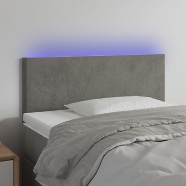 vidaXL Κεφαλάρι Κρεβατιού LED Ανοιχτό Γκρι 100x5x78/88cm Βελούδινο 1 τεμ.