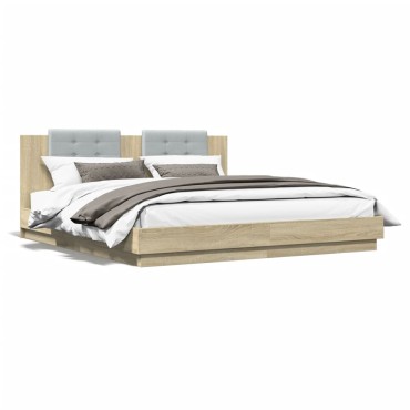 vidaXL Πλαίσιο Κρεβατιού με Κεφαλάρι Sonoma Δρυς 200x200εκ. Επεξ. Ξύλο