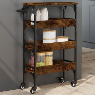 vidaXL Τρόλεϊ Κουζίνας Καπνιστή Δρυς 53x20x76cm Επεξεργασμένο Ξύλο 1 τεμ.