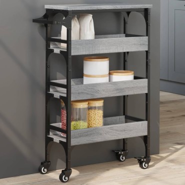 vidaXL Τρόλεϊ Κουζίνας Sonoma Γκρι 53x20x76cm από Επεξεργασμένο Ξύλο 1 τεμ.