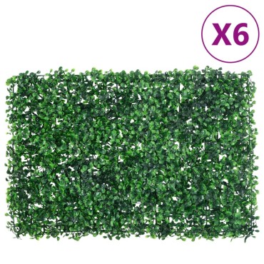  vidaXL Φράχτης 6 τεμ. Πράσινος 40 x 60 εκ. από Τεχνητά Φύλλα Θάμνου
