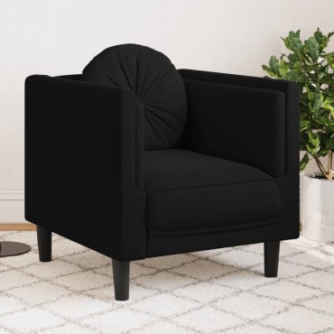 vidaXL Πολυθρόνα Μαύρη Βελούδινη με Μαξιλάρι 71x77x70cm 1 τεμ. Γωνιακός