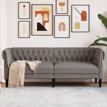 vidaXL Καναπές Τριθέσιος Chesterfield Taupe Υφασμάτινος 201,5x74,5x74,5cm 1 τεμ.